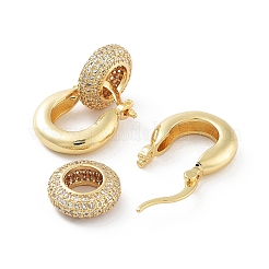 Ringe Messing mit Zirkonia baumelnde Hopp-Ohrringe&nbsp;EJEW-Q811-34G