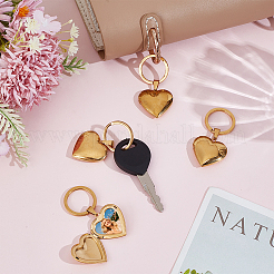 4 porte-clés pendentif médaillon en forme de cœur en acier inoxydable 316&nbsp;KEYC-PH01620