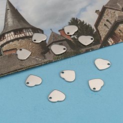 Anlaufgeschützter 304 Edelstahl-Stanzrohling mit flachen Herzanhängern&nbsp;STAS-Q171-01