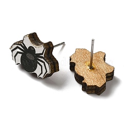 Boucles d'oreilles en bois&nbsp;EJEW-Z054-02F