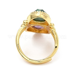 Bague réglable losange torsadé avec améthyste naturelle et pierres précieuses&nbsp;RJEW-C044-01G