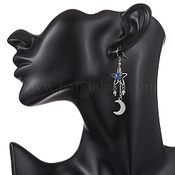 Mond natürliche Lapislazuli Ohrhänger&nbsp;EJEW-JE06776-03