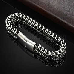 Bracelets à chaîne gourmette en acier inoxydable 304 de style punk pour hommes&nbsp;WGFAED6-01