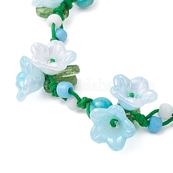 Geflochtene Armbänder aus natürlichem Hemimorphit mit Blumen für Frauen&nbsp;BJEW-TA00625-02