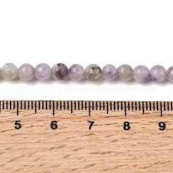 Natürliche Lepidolith / lila Glimmer Steinperlen Stränge&nbsp;G-K410-06-4mm-A