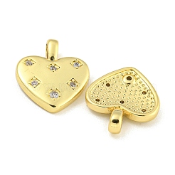 Pendenti con micro pavé di ottone placcato a cuore con zirconi trasparenti&nbsp;KK-Z053-02G