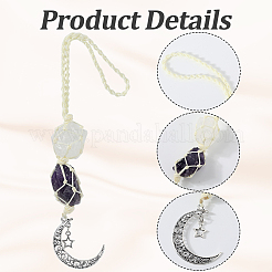Pépites de cristal de quartz naturel et décorations de pendentif de pochette d'améthyste&nbsp;HJEW-WH20002-03F