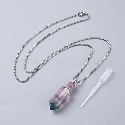 Collares pendientes de botella de perfume de piedras preciosas naturales&nbsp;NJEW-F251-09P