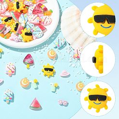 60 Stück 10 Stile Sommer Thema opake Harz Decoden Cabochons&nbsp;RE-FSFF77-01