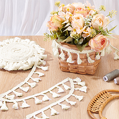 Ruban de bordure en dentelle à franges en coton&nbsp;OCOR-WH0105-008A