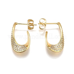 Aretes de circonita cúbica transparente con micropavé de latón para mujer&nbsp;EJEW-U056-04A-G