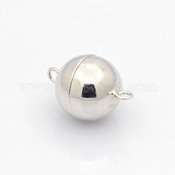 Anti-ossidazione rodiato 925 fermagli magnetici rotondi in argento sterling&nbsp;STER-L018-04