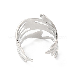 Anello aperto a forma di onda intrecciata in acciaio inossidabile 304 anti-ossidazione per donna&nbsp;RJEW-K245-30P