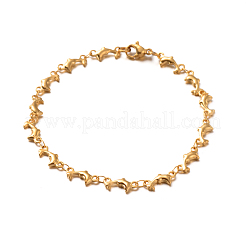 Bracciali a maglie a forma di delfino in acciaio inossidabile 304&nbsp;BJEW-O076-03