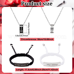 Bracelets et bagues tressés à maillons rectangulaires en acier inoxydable 304 et colliers avec pendentifs en acier inoxydable 201&nbsp;SJEW-AN0001-46