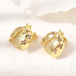 Boucles d'oreilles en laiton avec zircone cubique de micro pave&nbsp;EJEW-D355-02G-01