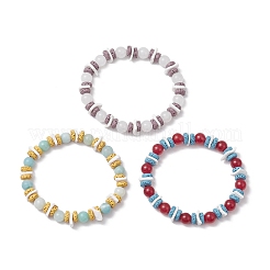 Pulseras elásticas redondas de jade blanco natural&nbsp;BJEW-JB11818