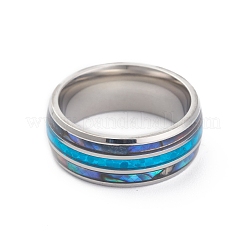 Manschettenring aus Paua-Muschel aus 304 Edelstahl für Damen&nbsp;RJEW-M014-01P-B