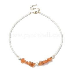Collana con scaglie di pietre preziose miste naturali e perle&nbsp;NJEW-JN04359