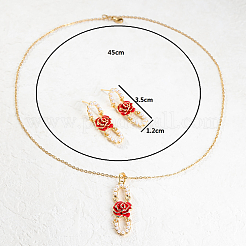 Ovales Schmuckset aus Kunststoffperlen mit Blumen&nbsp;YW1382-2