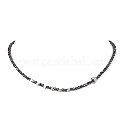 Colliers en laiton et perles rondes en spinelle noir naturel à facettes pour femmes&nbsp;NJEW-JN05657-02