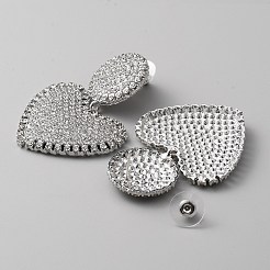 Orecchini pendenti a forma di cuore con strass di cristallo con 925 perno in argento sterling&nbsp;EJEW-WH0011-27P