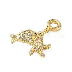 Messing Pavé klar Zirkonia Meerestiere europäischen Anhänger&nbsp;KK-I371-39G-02