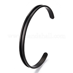 Bracelets manchettes rainurés en acier inoxydable 201 en forme de C&nbsp;STAS-WH0047-67EB