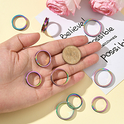 18 pièce 6 styles 201 bague rainurée en acier inoxydable pour femme&nbsp;RJEW-SC0001-32