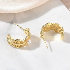 Orecchini a bottone in ottone da donna&nbsp;EJEW-A168-13G