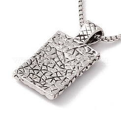 Collana con ciondolo a forma di rettangolo in lega con 201 catene in acciaio inossidabile&nbsp;NJEW-E016-01AS