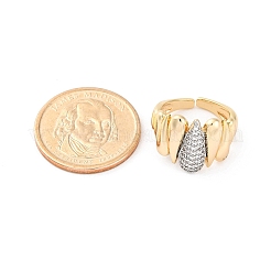 Anelli da dito con polsino in ottone micro pavé di zirconi cubici trasparenti per donna&nbsp;RJEW-C116-16G