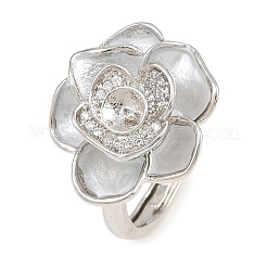 Bague manchette en laiton sertie de micro-pavés de zirconiums cubiques et d'émail&nbsp;KK-CBAC351-06P-04