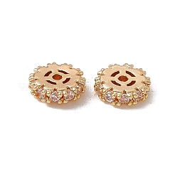 Cuentas espaciadoras de circonita cúbica transparente con pavé de latón&nbsp;LS-KK-A171-08G-02