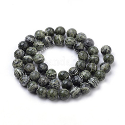 Brins de perles de jaspe vert zèbre naturel&nbsp;G-S259-34-6mm