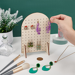 Présentoirs organisateur de boucles d'oreilles en bois en forme d'arc&nbsp;EDIS-WH0031-29
