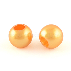 ABS Plastic Imitation Pearl European Beads, Large Hole Rondelle Beads, Orange, 11.5~12x10mm, Hole: 4~5mm, about 780pcs/500g