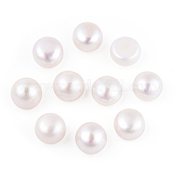Natural Pearl Beads, Cultured Freshwater Pearl, No Hole/Undrilled, Round, Creamy White, 10~11.5x6~9.5mm