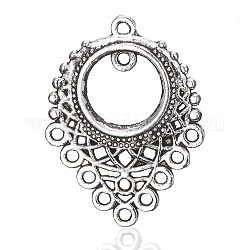 Tibetan Style Alloy Chandelier Component Links, Loops, teardrop, Antique Silver, 34x25.5x2.2mm, Hole: 1.2mm