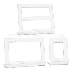 Acryl-Ohrring-Display-Ständer-Set, Rechteck, weiß, 5.8~5.9x6~15x8.7~12.3 cm, 3 Stück / Set