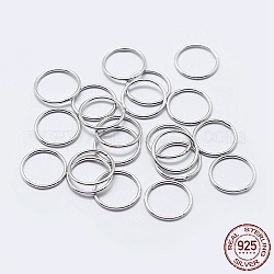 Rhodium Plated 925 Sterling Silver Round Rings, Soldered Jump Rings, Closed Jump Rings, Platinum, 21 Gauge, 5x0.7mm, Inner Diameter: 3.5mm