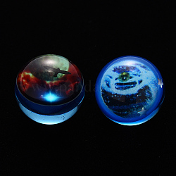 Transparente Epoxidharzperlen, doppelseitige Universumsgalaxie Sternennacht, kein Loch / ungekratzt, Runde, Verdeck blau, 20 mm