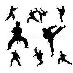 Superdant Taekwondo-Sport-Wandaufkleber, Taekwondo-Silhouette, Jungenzimmer-Wandaufkleber, Vinyl, Sport-Wanddekoration, DIY-Wandbilder, Wandkunst für Baby, Kinderzimmer, Schlafzimmer, Wohnzimmer, Zuhause