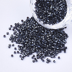 Galvanisiere zylinderförmige Saatperlen, einheitliche Größe, Metallic-Farben, Preußischblau, 1.5~2x1~2 mm, Bohrung: 0.8 mm, ca. 4000 Stk. / Beutel, ca. 50 g / Beutel