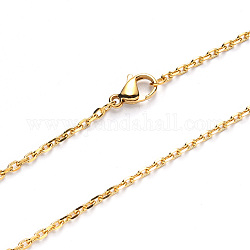 Revestimiento al vacío 304 collar de cadena de cable de acero inoxidable, con cierre de pinza, dorado, 19.68 pulgada (50 cm), link: 2x1.2x0.4 mm
