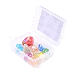 Perles de cristal de quartz naturel, avec boîte en plastique, pépites, pierre roulée, gemmes de remplissage de vase, colorées, 16~30x13.5~20x9.5~17mm