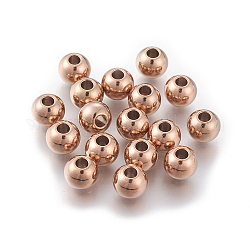 Ионное покрытие (ip) круглые 304 шарики из нержавеющей стали, розовое золото , 6x5 мм, отверстие : 2 мм