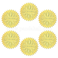12 feuille d'autocollants en relief en feuille d'or auto-adhésive, Autocollants décoratifs de médaille à points ronds pour sceau de carte d'enveloppe, mot, taille: environ 165x211 mm, autocollants: 50mm, 12 feuilles / set