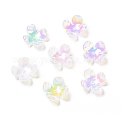 Capuchons de perles acryliques placage irisé arc-en-ciel opaque, perles de paillettes, Flower 4 pétales, colorées, 16.5x16.5x6.5mm, Trou: 1.8mm
