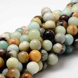 Brins de perles d'amazonite de fleurs naturelles rondes, 4mm, Trou: 1mm, Environ 90 pcs/chapelet, 15.75 pouce